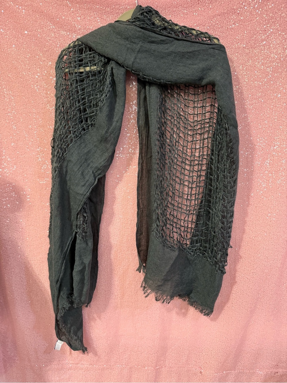 Simply Vera Vera Wang Black Open-Knit Fringe Scarf J10